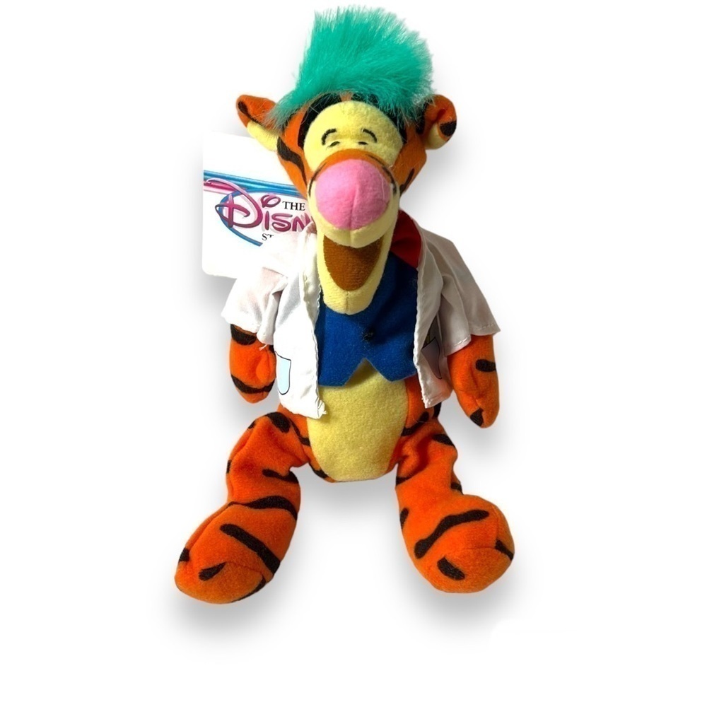 Disney Store Tigger‎ Mad Scientist 9" Mini Bean Bag Halloween NWT Vintage